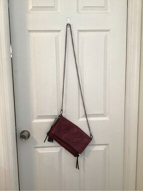 Dia & Co Burgundy Crossbody Bag with Chain Strap